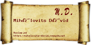 Mihálovits Dávid névjegykártya